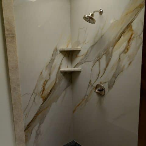Calacatta Oro Porcelain Installed Shower Walls