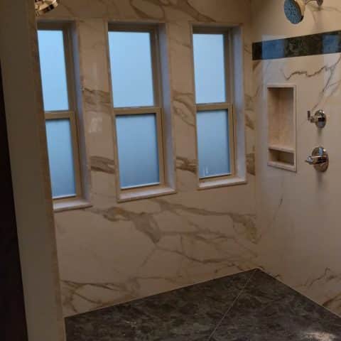 Calacatta Oro Porcelain Installed Shower Walls