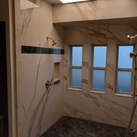 Calacatta Oro Porcelain Installed Shower Walls